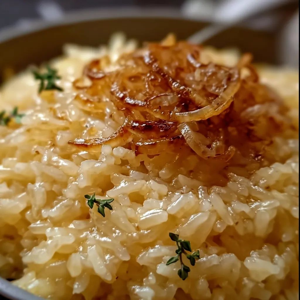 Creamy French Onion Butter Rice with Caramelized Onions and Fresh Herbs